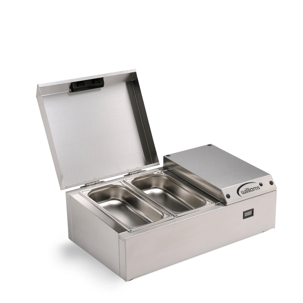 Counter Top Refrigerated Thermowell - TW4 - Side on Open with empty pans