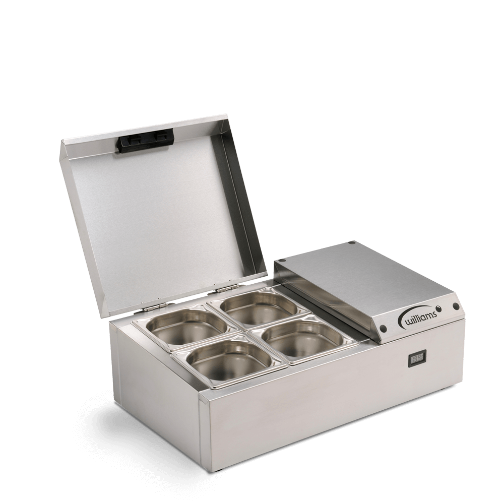 Counter Top Refrigerated Thermowell - TW4 - Side on Open with empty pans open