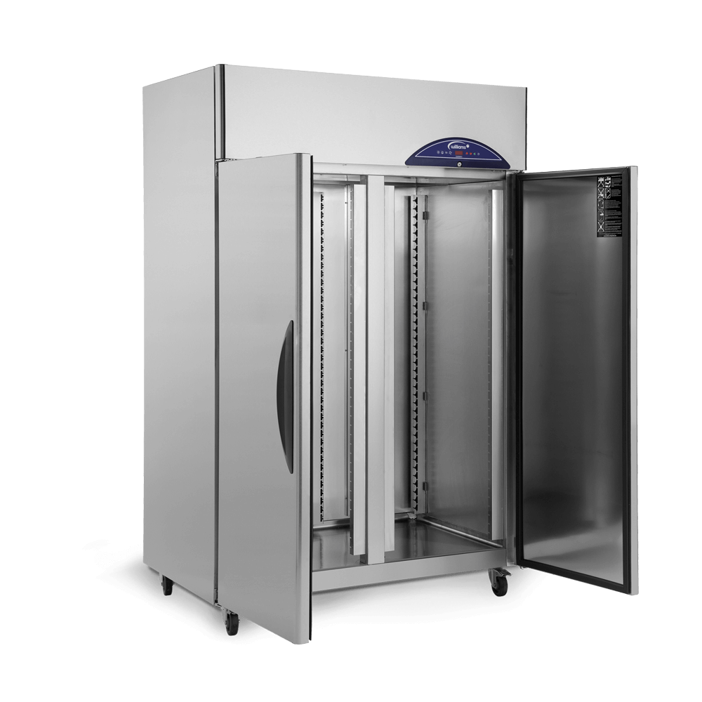 Crystal 2 door Bakery Upright Cabinet - Side On Doors Open