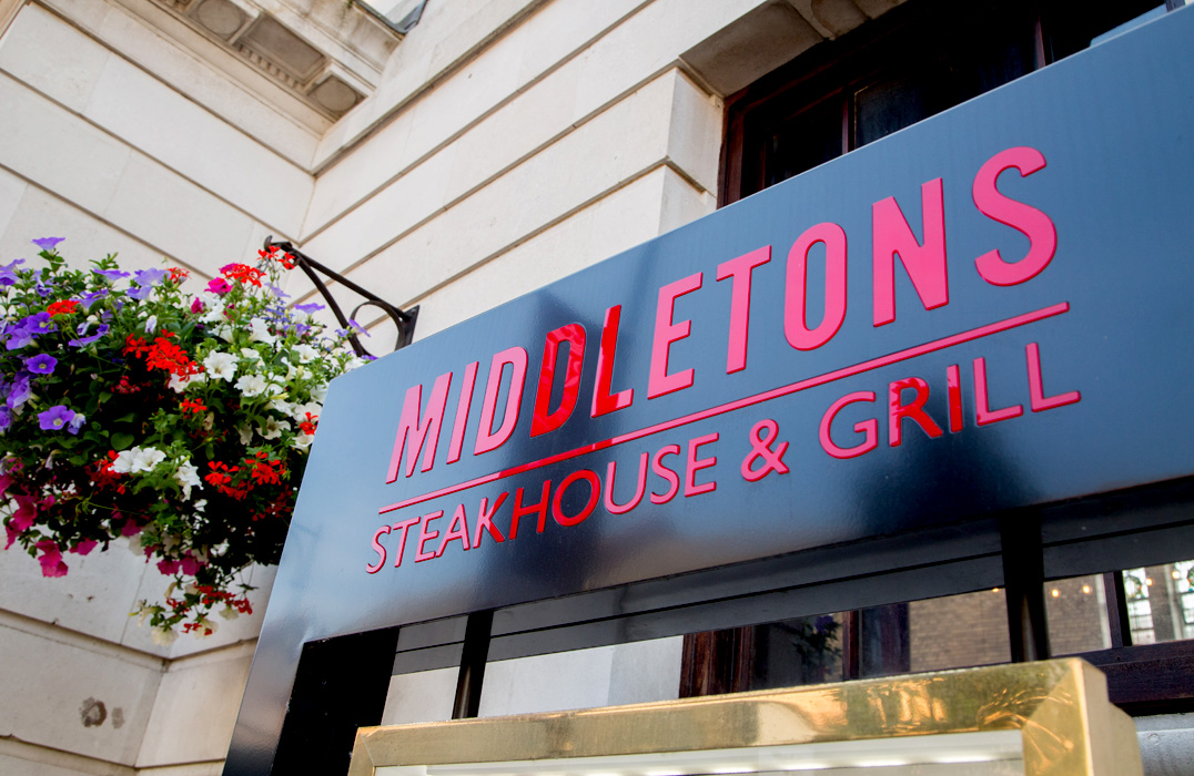 Middletons Steak House - Exterior Sign.